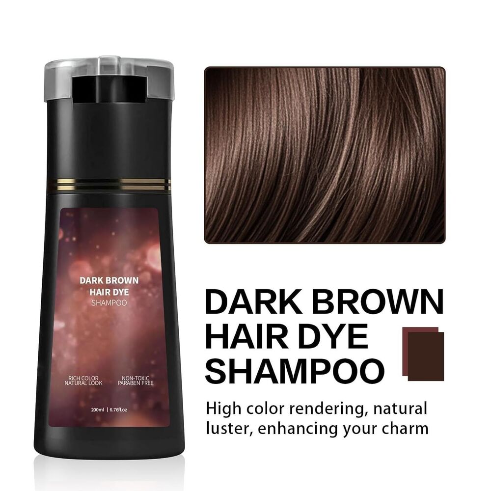 Hair Color Dye Shampoo, Hair Care Instant Dye, DARK BROWN-used once
